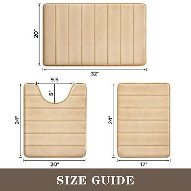 Memory Foam Bathroom Rug Set 3 Piece Non Slip Absorbent Bath Mat