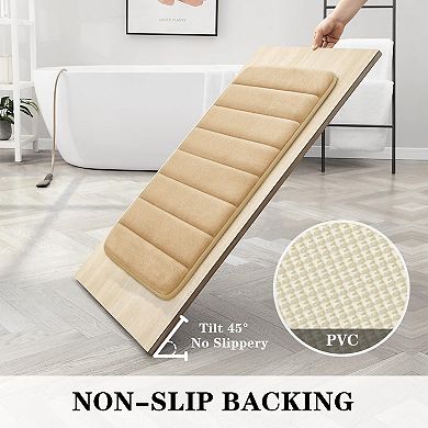 Memory Foam Bathroom Rug Set 3 Piece Non Slip Absorbent Bath Mat