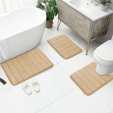 Memory Foam Bathroom Rug Set 3 Piece Non Slip Absorbent Bath Mat