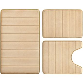 Memory Foam Bathroom Rug Set 3 pc Non Slip Absorbent Bath Mat