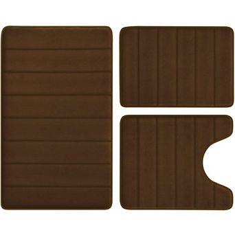 Memory Foam Bathroom Rug Set 3 pc Non Slip Absorbent Bath Mat