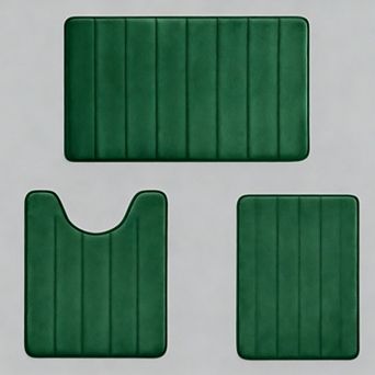 Memory Foam Bathroom Rug Set 3 pc Non Slip Absorbent Bath Mat