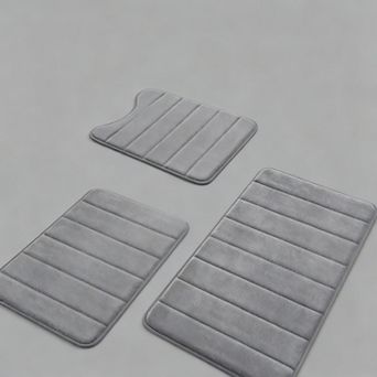 Memory Foam Bathroom Rug Set 3 pc Non Slip Absorbent Bath Mat