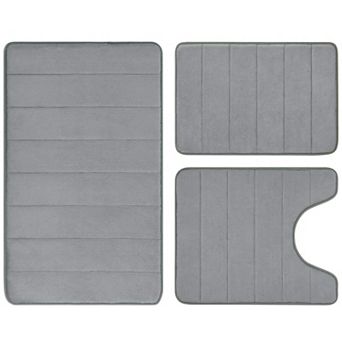 Memory Foam Bathroom Rug Set 3 pc Non Slip Absorbent Bath Mat