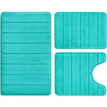 Memory Foam Bathroom Rug Set 3 pc Non Slip Absorbent Bath Mat