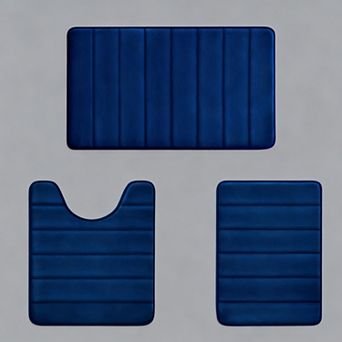 Memory Foam Bathroom Rug Set 3 pc Non Slip Absorbent Bath Mat