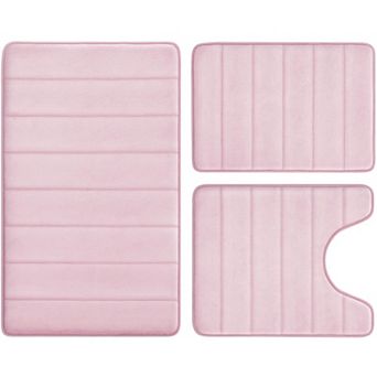 Memory Foam Bathroom Rug Set 3 pc Non Slip Absorbent Bath Mat