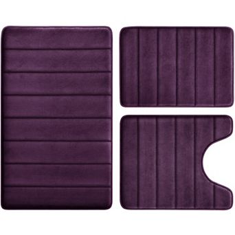 Memory Foam Bathroom Rug Set 3 pc Non Slip Absorbent Bath Mat