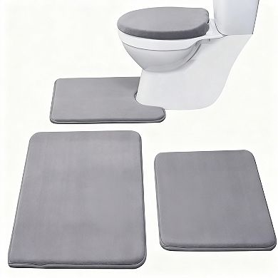 Memory Foam Bath Mat Toilet Lid Cover