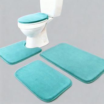 Memory Foam Bath Mat Toilet Lid Cover