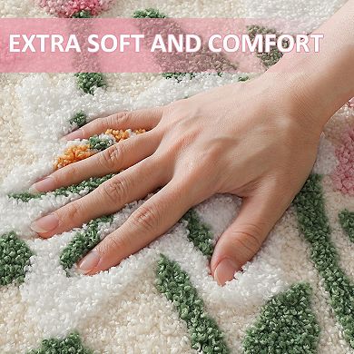 Lily Flower U-Shaped Toilet Mat Wave Edge Soft Absorbent
