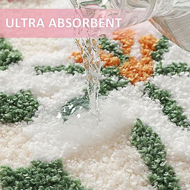 Lily Flower U-Shaped Toilet Mat Wave Edge Soft Absorbent