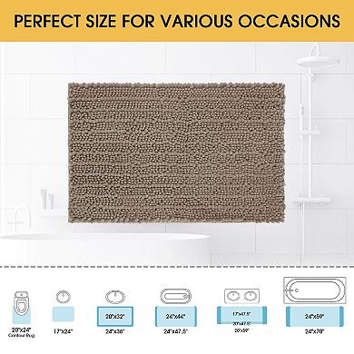 Luxury Chenille Bath Rug Soft Absorbent Non Slip