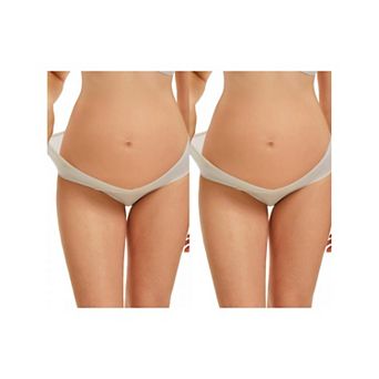 2 Packs Women's Maternity Underwear Ice Silk V-Shaped Belly Support Low Rise Seamless Briefs