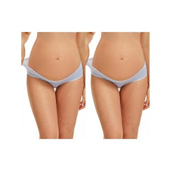 2 Packs Women's Maternity Underwear Ice Silk V-Shaped Belly Support Low Rise Seamless Briefs