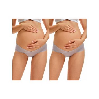 2 Packs Women's Maternity Underwear Ice Silk V-Shaped Belly Support Low Rise Seamless Briefs