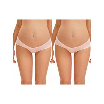 2 Packs Women's Maternity Underwear Ice Silk V-Shaped Belly Support Low Rise Seamless Briefs