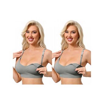 2 Packs Nursing Bras for Women Breastfeeding Wireless Pregnancy V Neck Adjustable Straps Bra
