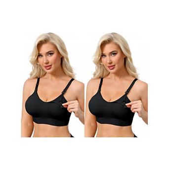 2 Packs Women's Full Coverage Adjustable Buckled Straps Nursing Bra V-Neck Wireless Bralettes