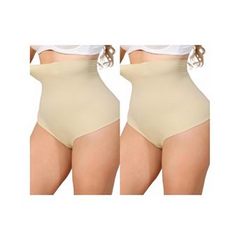 2 Packs Women's High Waisted Tummy Control Girdle Body Shaper Thong Panty Under Dress Shapewear