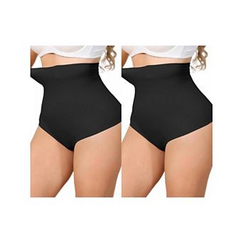 2 Packs Women's High Waisted Tummy Control Girdle Body Shaper Thong Panty Under Dress Shapewear