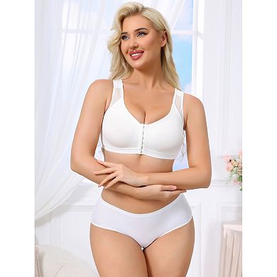 2 Packs Women's Front Closure Sports Bras Wireless Adjustable Straps Bralette Fixed Cup FullCoverage
