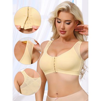 2 Packs Women's Front Closure Sports Bras Wireless Adjustable Straps Bralette Fixed Cup FullCoverage