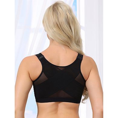 2 Packs Women's Front Closure Sports Bras Wireless Adjustable Straps Bralette Fixed Cup FullCoverage