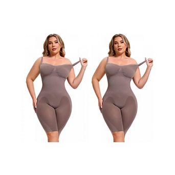 2 Packs Sleeveless Shapewear Bodysuits for Women Tummy Control Seamless Lace Trim Bodyshaper