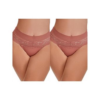 2 Packs Women's Lace High Cut Briefs Full Coverage High Waisted Lace Underpants