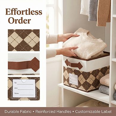 3Pcs Storage Cube Fabric Collapsible Storage Basket for Organizing Clothes Books