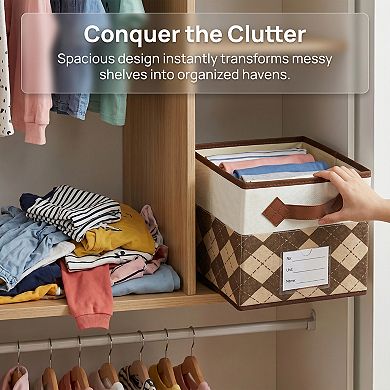 3Pcs Storage Cube Fabric Collapsible Storage Basket for Organizing Clothes Books
