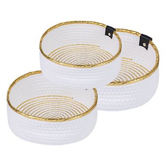 3 Pack Woven Storage Basket Shelf Closet Storage Bin for Key Tray Bowl for Entryway Desk