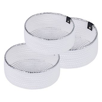 3 Pack Woven Storage Basket Shelf Closet Storage Bin for Key Tray Bowl for Entryway Desk