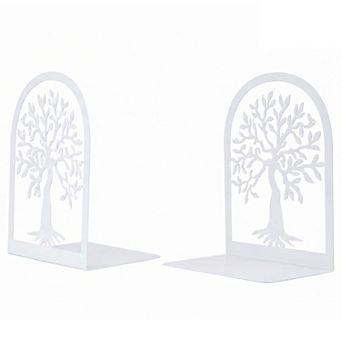 Decorative Metal Bookends Tree Design Book Ends for Shelves Non Skid Forest Book Stopper 2 pc