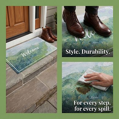 Boho Welcome Mat Non Slip Coil Doormat for Front Door Waterproof Mud Scraper Entrance Rug