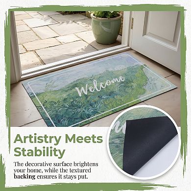 Boho Welcome Mat Non Slip Coil Doormat for Front Door Waterproof Mud Scraper Entrance Rug