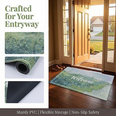 Boho Welcome Mat Non Slip Coil Doormat for Front Door Waterproof Mud Scraper Entrance Rug