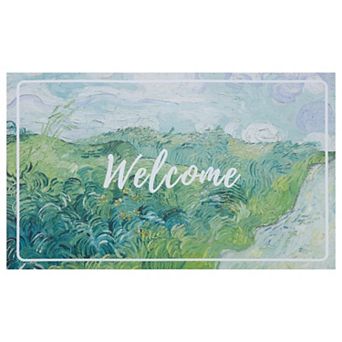 Boho Welcome Mat Non Slip Coil Doormat for Front Door Waterproof Mud Scraper Entrance Rug