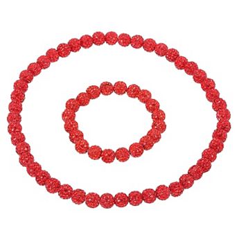 Baseball Necklace Bracelet Set, Glitter Ice Collection Rhinestone Inspired Bead for Players Gifts