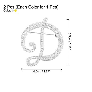 2 Pcs Letter Brooch Pins, Pearl Initial Alphabet Letter Lapel Badges Pin