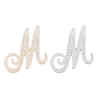 2 pc Letter Brooch Pins, Pearl Initial Alphabet Letter Lapel Badges Pin
