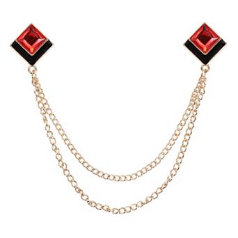 Gem Chain Brooch Pins, Hanging Chain Brooch Suit Tassel Chain Square Crystal Badge Lapel Collar Pins