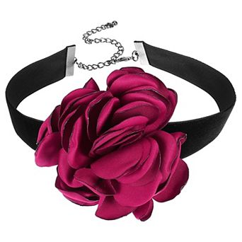 Rose Chokers Necklace for Women Flower Chokers Adjustable Velvet Fashion Accessories
