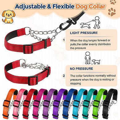 Dog Chain Collars Adjustable No Pull Training Reflective Collar with Steel Chain Intended for Pets