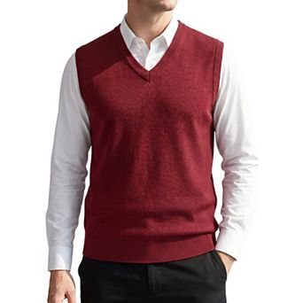 Men's Knitted Sweater Vest V Neck Solid Plain Casual Pullover Sleeveless Sweater Top