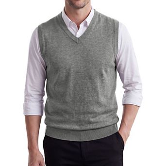 Men's Knitted Sweater Vest V Neck Solid Plain Casual Pullover Sleeveless Sweater Top