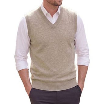 Men's Knitted Sweater Vest V Neck Solid Plain Casual Pullover Sleeveless Sweater Top