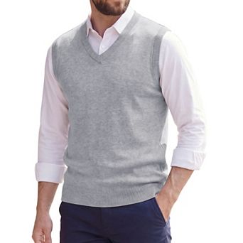 Men's Knitted Sweater Vest V Neck Solid Plain Casual Pullover Sleeveless Sweater Top