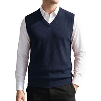 Men's Knitted Sweater Vest V Neck Solid Plain Casual Pullover Sleeveless Sweater Top